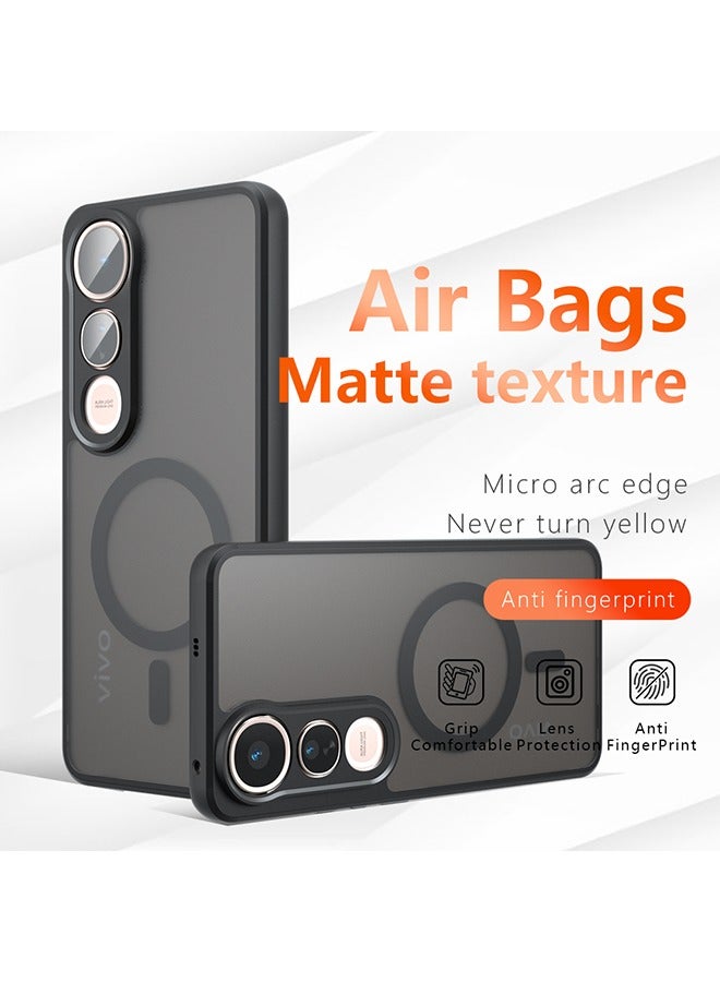 Magnetic Case for Vivo V50 Lite 5G, Frosted Translucent Back Protective Slim Phone Cover, Anti-Fingerprints, Anti-Fall Drop Protection, Shockproof Case for Vivo V50 Lite 5G (Black)  - Image 1