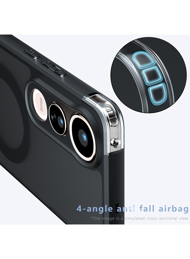 Magnetic Case for Vivo V50 Lite 5G, Frosted Translucent Back Protective Slim Phone Cover, Anti-Fingerprints, Anti-Fall Drop Protection, Shockproof Case for Vivo V50 Lite 5G (Black)  - Image 3