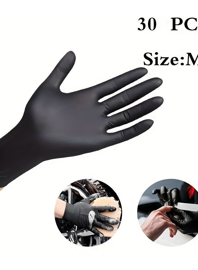 Black Nitrile Gloves 30 Pieces Disposable Durable Multi Purpose M Size - Image 1