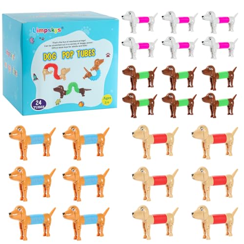 Limpskys Dog pop Tubes fidgets Easter Egg Stuffers Sensory Toys for Kids 57 fidgets for Toddler Easter Basket  Easter Egg fillers24 Pcs Dog - Image 1