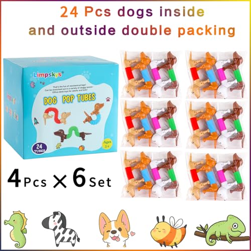 Limpskys Dog pop Tubes fidgets Easter Egg Stuffers Sensory Toys for Kids 57 fidgets for Toddler Easter Basket  Easter Egg fillers24 Pcs Dog - Image 5