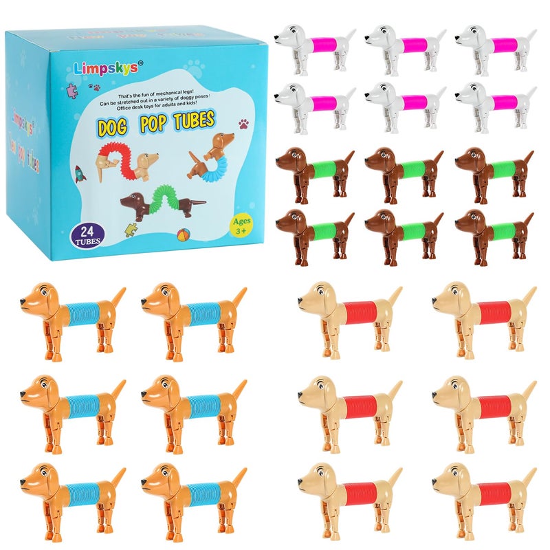 Limpskys Dog pop Tubes fidgets Easter Egg Stuffers Sensory Toys for Kids 57 fidgets for Toddler Easter Basket  Easter Egg fillers24 Pcs Dog - Image 3