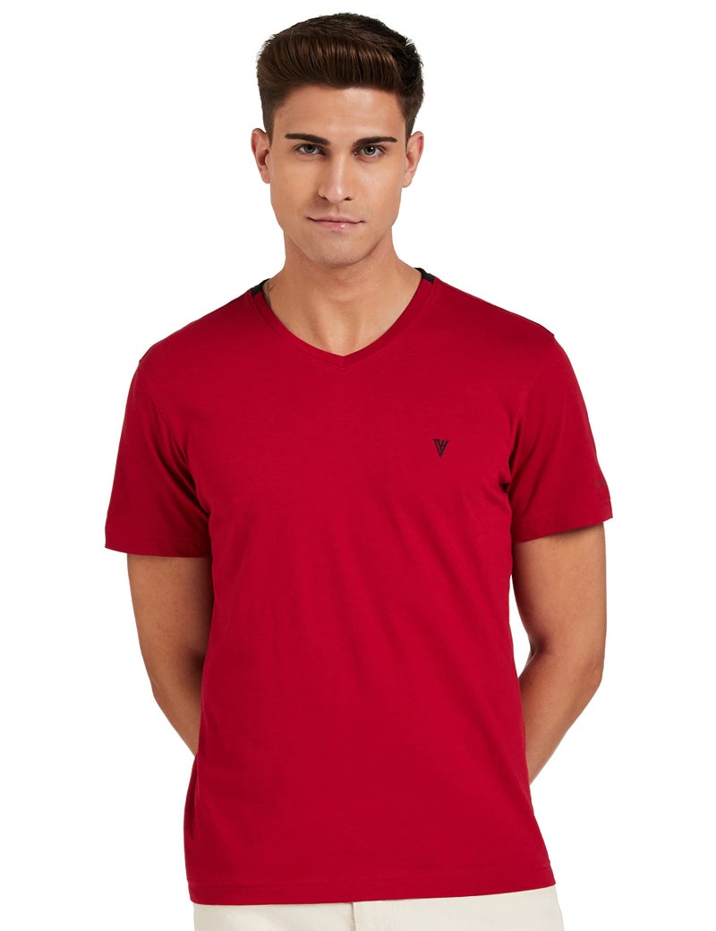 Van Heusen Men Athleisure Smart Tech Regular Fit T-Shirt - Easy Stain Release, Anti Stat, Ultra Soft_60001_Scarlet Sage_Xl - Image 1