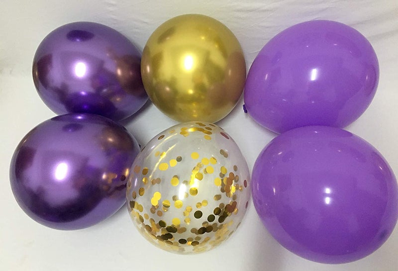 LAZYBEEE 50 pcs Latex Balloons Purple and Gold Violet Lavender Metallic Chrome Gold Balloons Assorted for Wedding Birthday Women Girls Party Decorations - Image 2
