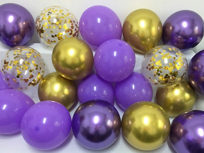 LAZYBEEE 50 pcs Latex Balloons Purple and Gold Violet Lavender Metallic Chrome Gold Balloons Assorted for Wedding Birthday Women Girls Party Decorations - Image 4