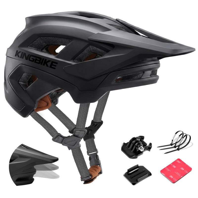 KINGBIKE خوذة دراجة جبلية KINGBIKE MTB خوذات Ebike للبالغين رجال نساء محترفين للمسارات Enduro XC عبر البلاد NTA-8776 معتمدة E-Bike (أسود غير لامع، M) - Image 1