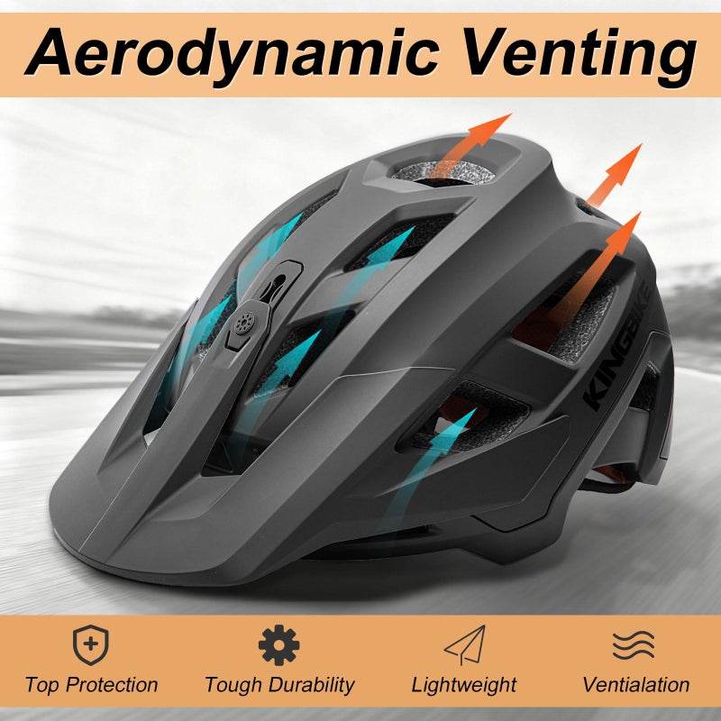KINGBIKE خوذة دراجة جبلية KINGBIKE MTB خوذات Ebike للبالغين رجال نساء محترفين للمسارات Enduro XC عبر البلاد NTA-8776 معتمدة E-Bike (أسود غير لامع، M) - Image 2