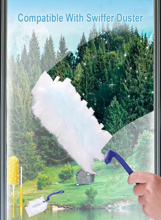 rolyta 30 Pcs Duster Refills for Swiffer Duster, 180 Degree Disposable Duster Refills Bulk Replacement Head with 1 Handle for Cleaning Home Office Furniture, Blue - Image 4