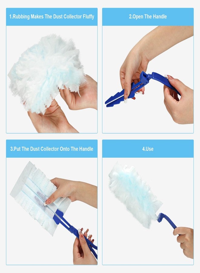 rolyta 30 Pcs Duster Refills for Swiffer Duster, 180 Degree Disposable Duster Refills Bulk Replacement Head with 1 Handle for Cleaning Home Office Furniture, Blue - Image 3