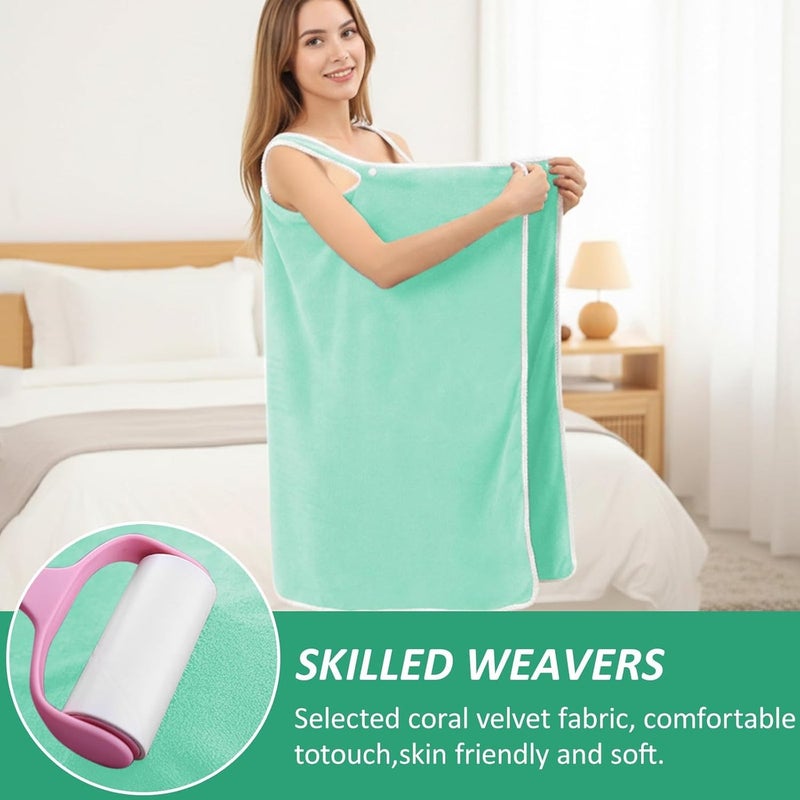 Bath Towel with Pocket and Bow Design, Soft Quick-Dry Bathrobe Towel for Beach, Pool, Bath, and Swimming, Green - Image 5