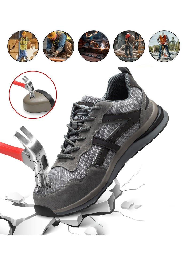 9KSAFETYJB Men Steel Toe Sneakers Safety Shoes Low top Work Shoe with Air Cushion Breathable Puncture Proof (45 EUR) - Image 1