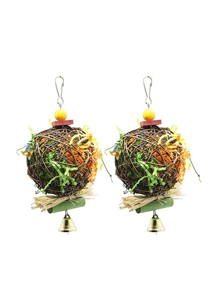 KASTWAVE 2 Pack Bird Shredder Toys Small Parrot Cage Foraging Hanging Toy for Small Bird Parakeets - Image 1