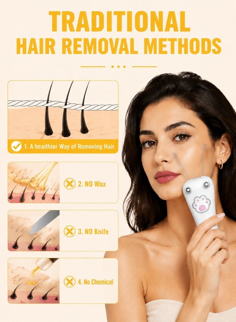 عينة جهاز إزالة شعر الوجه الكهربائي للنساء - جهاز إزالة الشعر التجميلي للنساء - إزالة الشعر بالخيط - ماكينة حلاقة - جهاز تدليك الوجه - جهاز إزالة الشعر الرقيق للوجه - Image 2