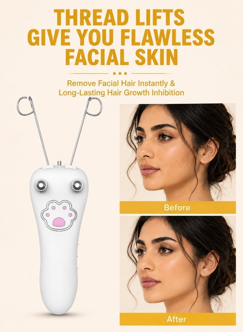 عينة جهاز إزالة شعر الوجه الكهربائي للنساء - جهاز إزالة الشعر التجميلي للنساء - إزالة الشعر بالخيط - ماكينة حلاقة - جهاز تدليك الوجه - جهاز إزالة الشعر الرقيق للوجه - Image 3