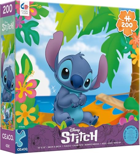 Ceaco Disney Friends Flower Power Stitch 200 Piece Jigsaw Puzzle - Image 1