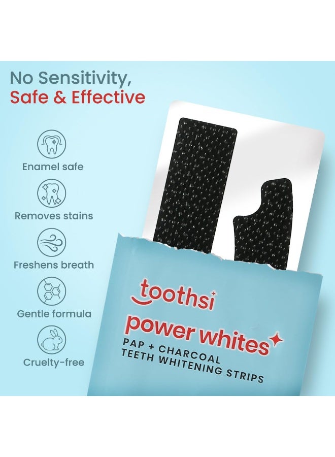 Toothsi شرائط تبييض الأسنان Toothsi Power Whites | تركيبة PAP + الفحم | العناية بالفم | فعالة وآمنة على المينا | إزالة تصبغات الأسنان | مادة ثابتة مانعة للانزلاق | نكهة النعناع | تكفي لـ 14 جلسة علاجية (28 شريطاً) - Image 3