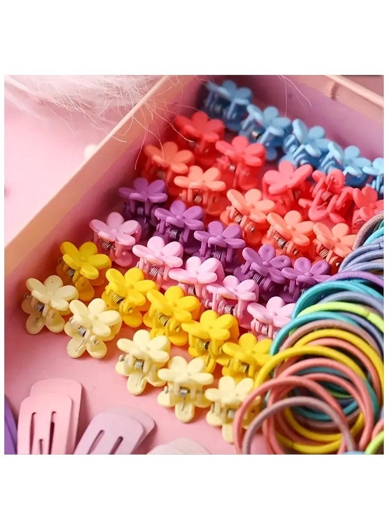 أخبار 780pcs Girls Barrette Hair Tie مجموعة ملونة ذيل حصان مشبك شريط المطاط مع مجموعة آيس كريم باريت الشعر - Image 5