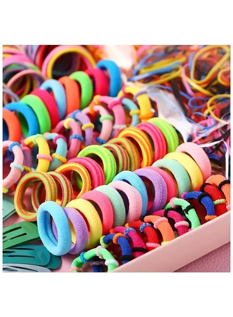 أخبار 780pcs Girls Barrette Hair Tie مجموعة ملونة ذيل حصان مشبك شريط المطاط مع مجموعة آيس كريم باريت الشعر - Image 3