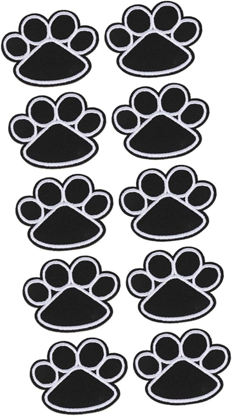 10pcs Dog Paw Embroidered Patch Set with Adhesive Backing, Cloth Appliques for Garment Decoration, DIY Sewing Accessories for Clothing and Bags - Image 1