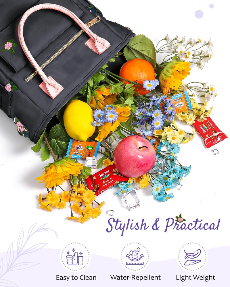 GLORIEROO Deluxe Insulated Lunch Box Bag Women - Leakproof Waterproof Cooler with Multi Pockets Removable Strap for Work Picnic - Teacher Mothers Day Christmas Birthday Gifts - Image 3