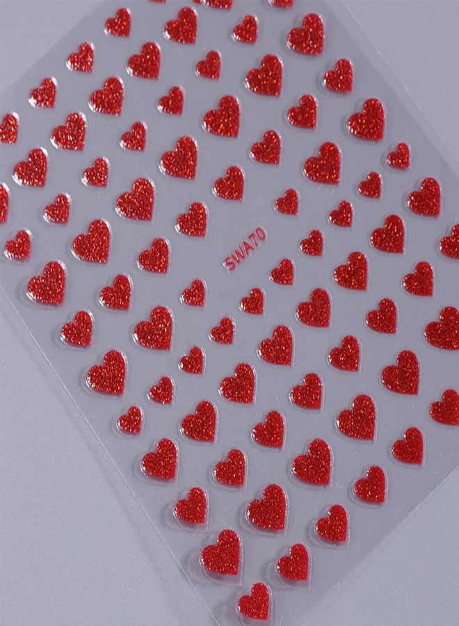 ZEYER Valentine's Day Nail Art Stickers Decals 3D Embossed Romantic Red Pink Heart Valentine's Day Nail Decals Hot Pink Heart Design Nail Art Supplies for Women New DIY Manicure Decor 6PCS - Image 3