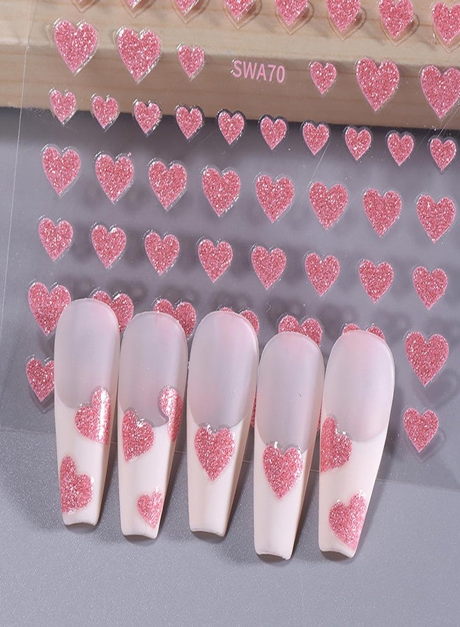 ZEYER Valentine's Day Nail Art Stickers Decals 3D Embossed Romantic Red Pink Heart Valentine's Day Nail Decals Hot Pink Heart Design Nail Art Supplies for Women New DIY Manicure Decor 6PCS - Image 5