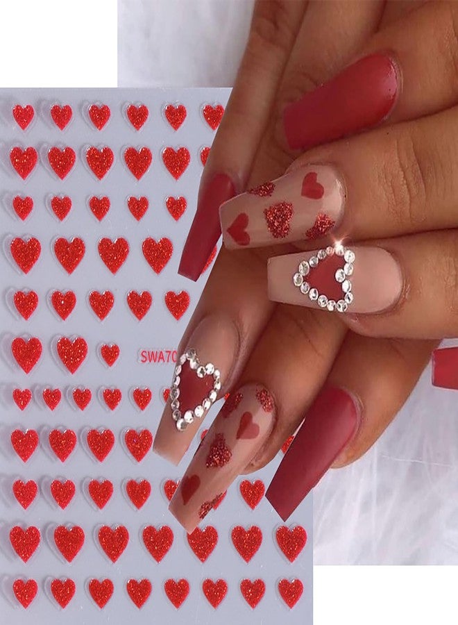 ZEYER Valentine's Day Nail Art Stickers Decals 3D Embossed Romantic Red Pink Heart Valentine's Day Nail Decals Hot Pink Heart Design Nail Art Supplies for Women New DIY Manicure Decor 6PCS - Image 4