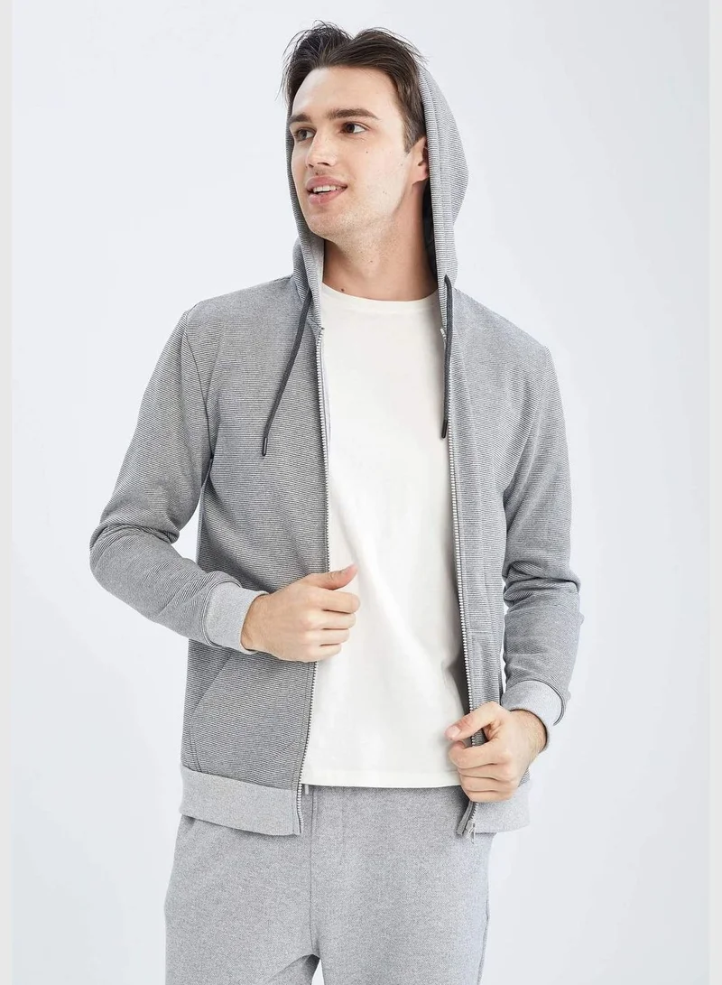 ديفاكتو Slim Fit Hooded Cardigan