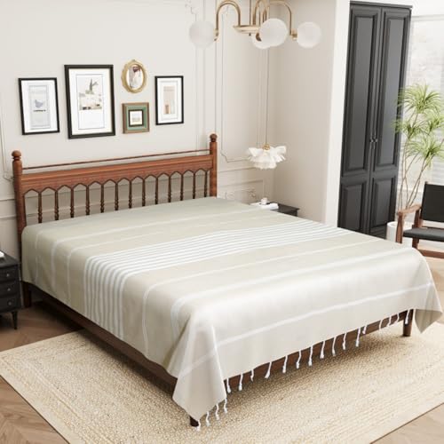 Värde Handmade Double Bedsheet 210 TC | Without Pillow Cover | Handloom Cotton Bedsheets for Double Bed | Double Bedsheet for Summer (Size 90X100 Inches, 7.5 x 8.3 Feet (Cotton Seed, King Size) - Image 3