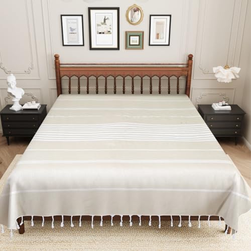 Värde Handmade Double Bedsheet 210 TC | Without Pillow Cover | Handloom Cotton Bedsheets for Double Bed | Double Bedsheet for Summer (Size 90X100 Inches, 7.5 x 8.3 Feet (Cotton Seed, King Size) - Image 2