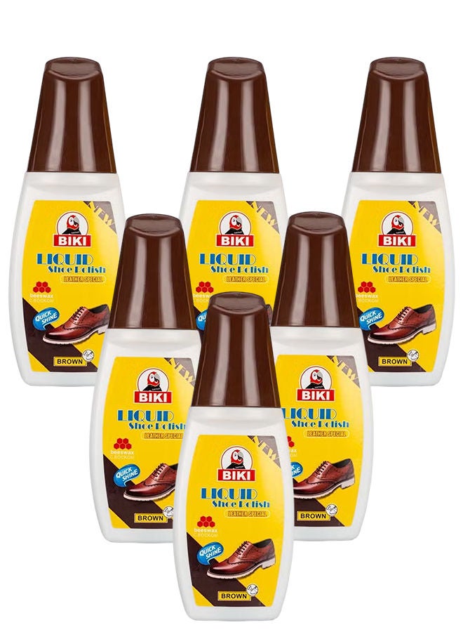 Biki Liquid Brown Shoe Polish 6x75ml