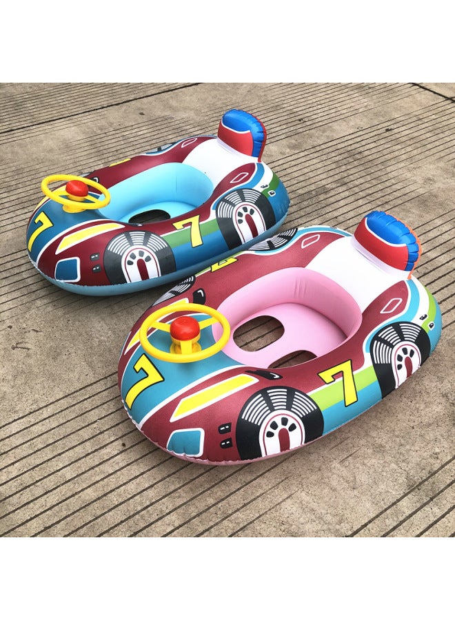 Generic Inflatable Children's Swimming Ring Cartoon Animal Seat Ring Handle Boat Floating Toy Easy To Use Durable For Outdoor Play-Color:Dinosaur (powder) - Image 4