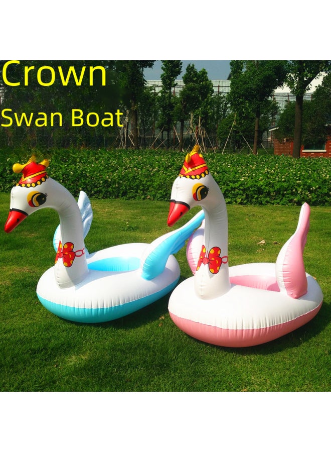 Generic Inflatable Children's Swimming Ring Cartoon Animal Seat Ring Handle Boat Floating Toy Easy To Use Durable For Outdoor Play-Color:Dinosaur (powder) - Image 3