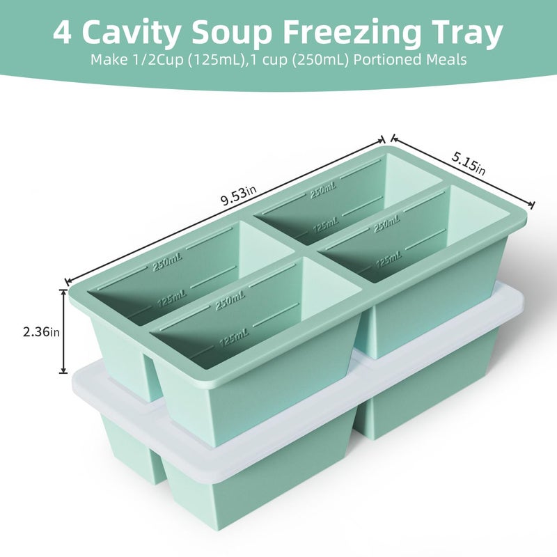 FDDAI Silicone Freezer Tray for Sauce Cube: FDDAI Super Prep Freezing Tray for Souped Storage - Freeze 125mL 250mL Broth Soup Portion - Image 5