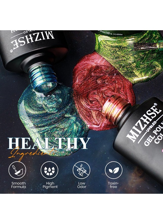 MIZHSE 9D Cat Eye Gel Nail Polish: Magnetic Gel Polish Set 10Ml 6 Colors With 2 Magnet Sticks Chameleon Magic Galaxy Shiny Effect Cateye Nail Gel Soak Off Nail Art Gift For Ladies  - Image 2
