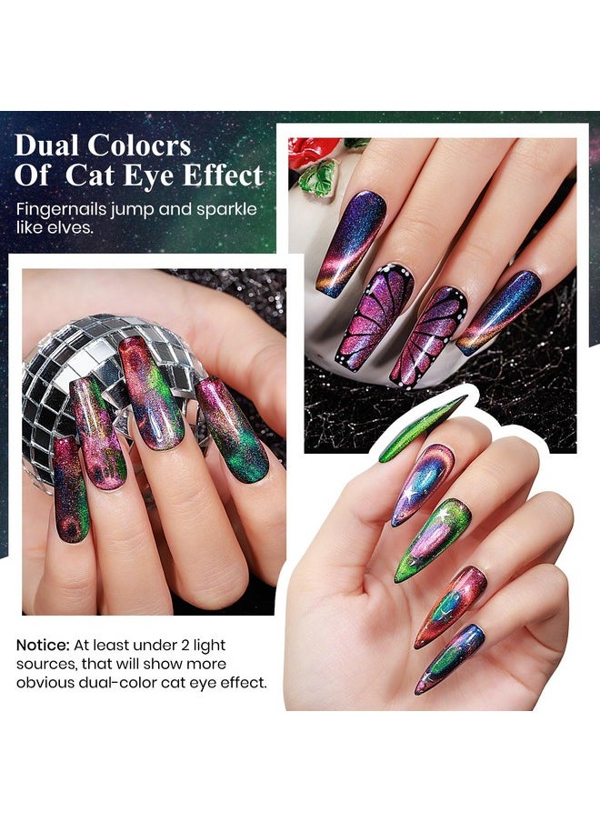 MIZHSE 9D Cat Eye Gel Nail Polish: Magnetic Gel Polish Set 10Ml 6 Colors With 2 Magnet Sticks Chameleon Magic Galaxy Shiny Effect Cateye Nail Gel Soak Off Nail Art Gift For Ladies  - Image 4