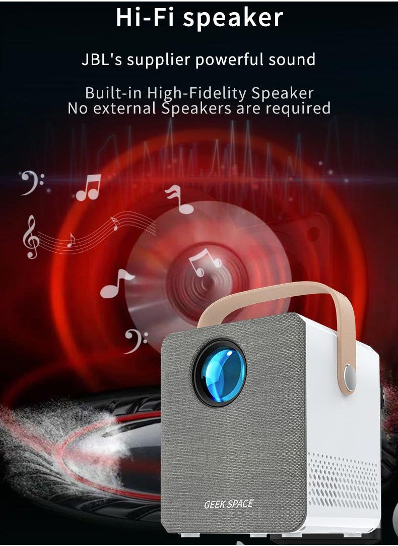 GEEK SPACE - 4K Smart Projector Portable Projector With 5G Wifi And Bluetooth HD 1080P 4K Supported 100 Inch Screen Portable Movie Projector Built In Speaker Gmae Projector Mini Led Projector - Image 1