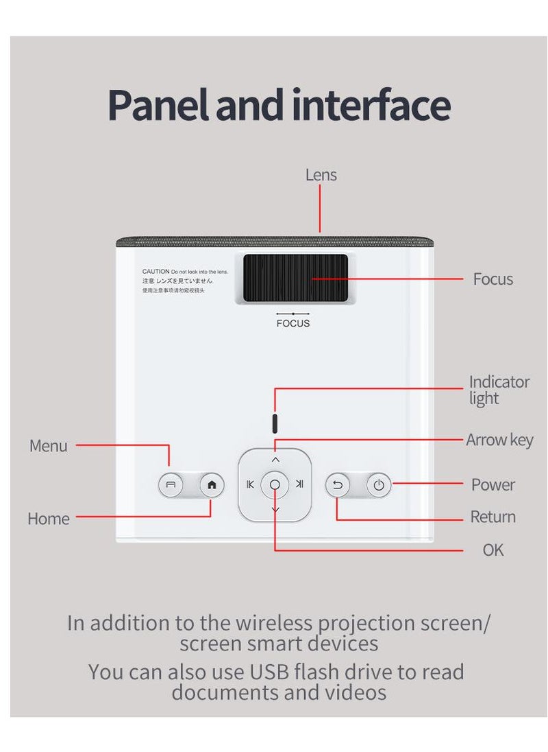 GEEK SPACE - 4K Smart Projector Portable Projector With 5G Wifi And Bluetooth HD 1080P 4K Supported 100 Inch Screen Portable Movie Projector Built In Speaker Gmae Projector Mini Led Projector - Image 1