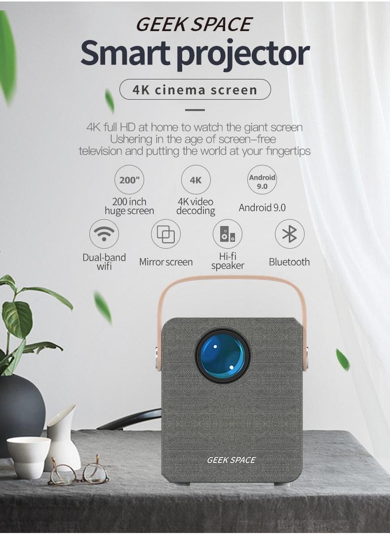 GEEK SPACE - 4K Smart Projector Portable Projector With 5G Wifi And Bluetooth HD 1080P 4K Supported 100 Inch Screen Portable Movie Projector Built In Speaker Gmae Projector Mini Led Projector - Image 1