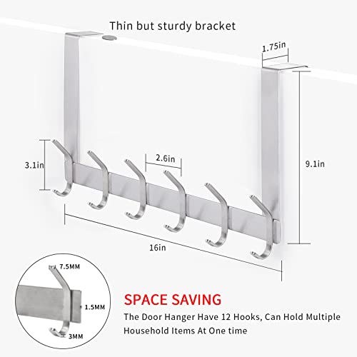 YUMORE Over The Door Hooks, Stainless Steel Heavy Duty Door Hanger for Coats Robes Hats Clothes Towels, Hanging Towel Rack Organizer, Easy Install Space Saving Bathroom Hooks - Image 2
