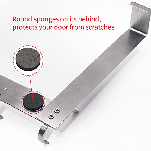 YUMORE Over The Door Hooks, Stainless Steel Heavy Duty Door Hanger for Coats Robes Hats Clothes Towels, Hanging Towel Rack Organizer, Easy Install Space Saving Bathroom Hooks - Image 3