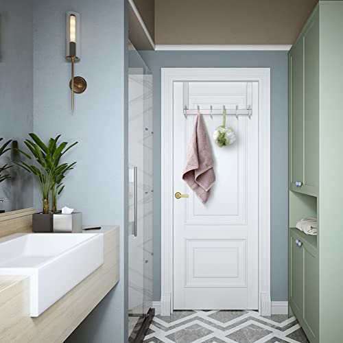 YUMORE Over The Door Hooks, Stainless Steel Heavy Duty Door Hanger for Coats Robes Hats Clothes Towels, Hanging Towel Rack Organizer, Easy Install Space Saving Bathroom Hooks - Image 5