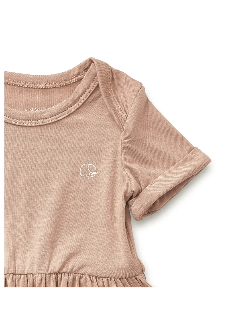 انفي بيبي Organic Bamboo Spandex Onesie Dress- Mocha