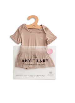 أنفي بيبي Organic Bamboo Spandex Onesie Dress- Mocha  - Image 4