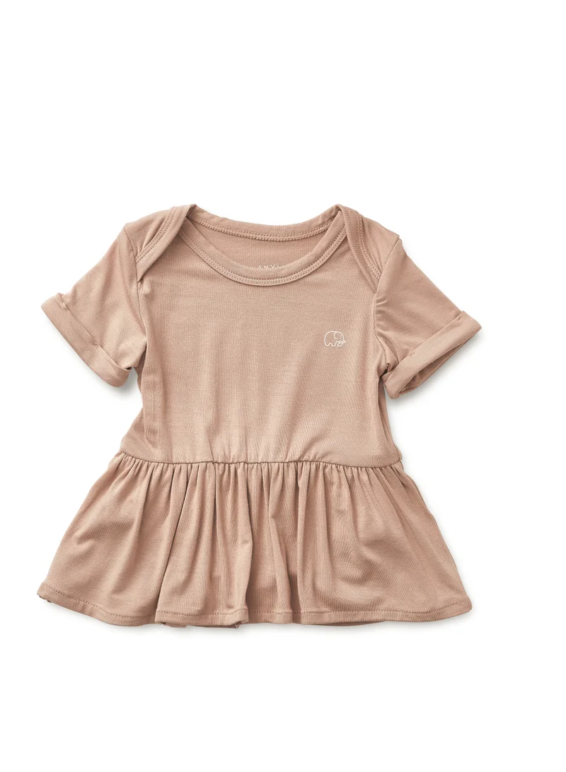 انفي بيبي Organic Bamboo Spandex Onesie Dress- Mocha
