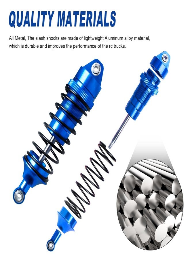 AllinRC 4Pcs All Metal Aluminum Front & Rear RC Shocks for 1/10 RC Truck Traxxas Slash 4x4 Rustler 4X4 shocks Stampede 4X4 shocks Hoss 4X4 Replace 5862 3760 3762 (Blue) - Image 4