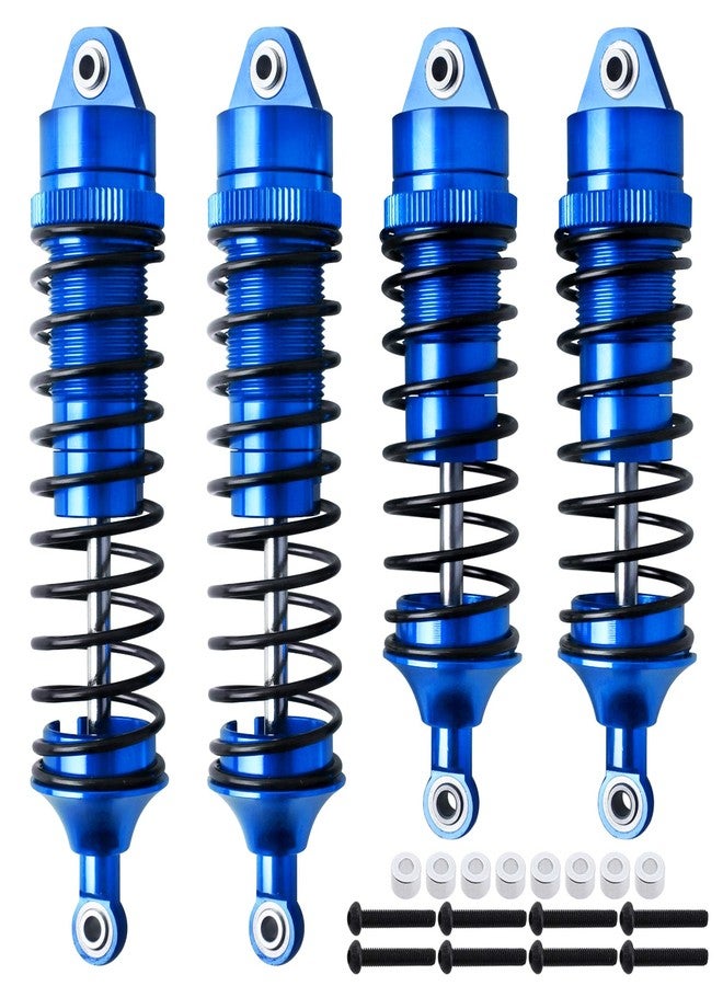 AllinRC 4Pcs All Metal Aluminum Front & Rear RC Shocks for 1/10 RC Truck Traxxas Slash 4x4 Rustler 4X4 shocks Stampede 4X4 shocks Hoss 4X4 Replace 5862 3760 3762 (Blue) - Image 2