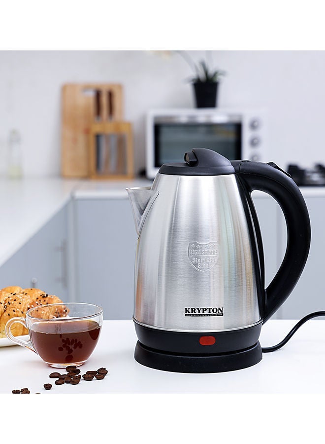 Krypton High Quality Electric Kettle 1.8L 1500W, Stainless Steel Water Boiler, 360-Degree Rotating Base, Automatic Safety Shut-Off, Overheat Protection, Dry Boil Protection, Fast Boiling, Hot Water Kettle for Saudi Coffee , Black Coffee , Water, Milk & Tea, Kitchen Kettle, 2 Years Warranty. 1.8 L 1500 W 1500 KNK6009B Silver - Image 3