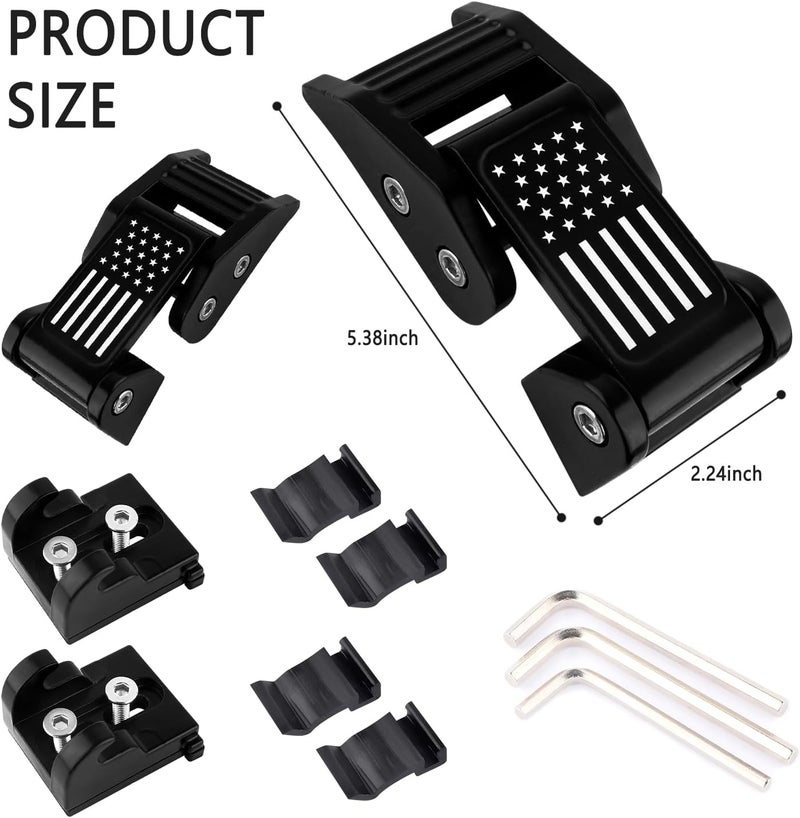 carleef 2PCS Aluminum Hood Latch Lock with American Flag Design for Jeep Wrangler JK JKU 2007-2018 - Image 2