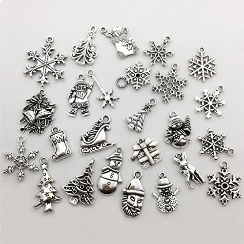 iloveDIYbeads 75 pcs Mixed Craft Supplies Christmas Tree Snowflakes Deer Bell Stocking Charms Pendants for Crafting Jewelry Findings Making Accessory For DIY Necklace Bracelet (M041) - Image 4